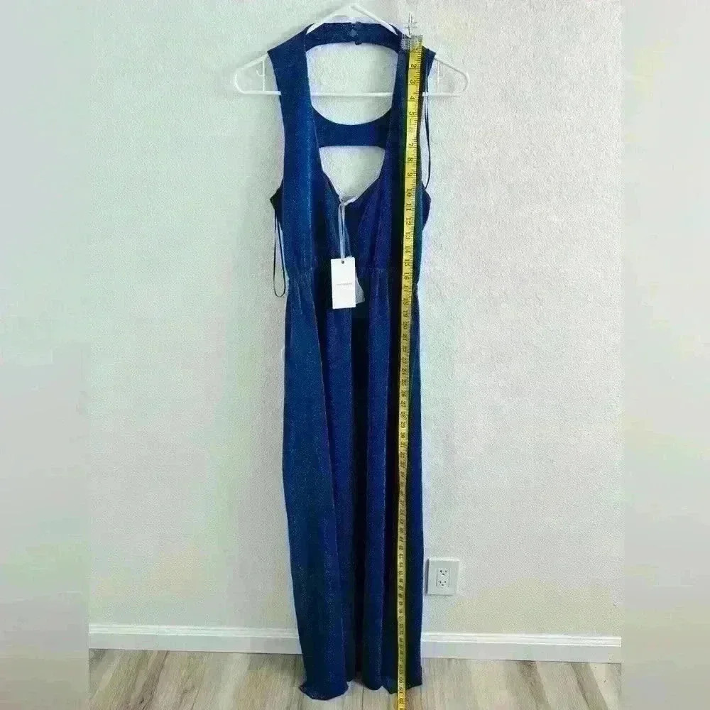 CRISTINAEFFE Sleeveless Sparkly Blue Formal Maxi Dress Size 42 or US size 8 - Picture 7 of 14